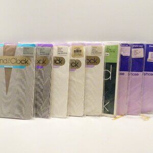 LOT 9 ROUND the CLOCK Pantyhose Size A B Black Beige Gray Vintage